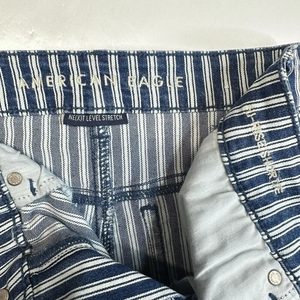American Eagle Shorts Hi-Rise Shortie 6 Next Level Stretch Denim Jean Striped
